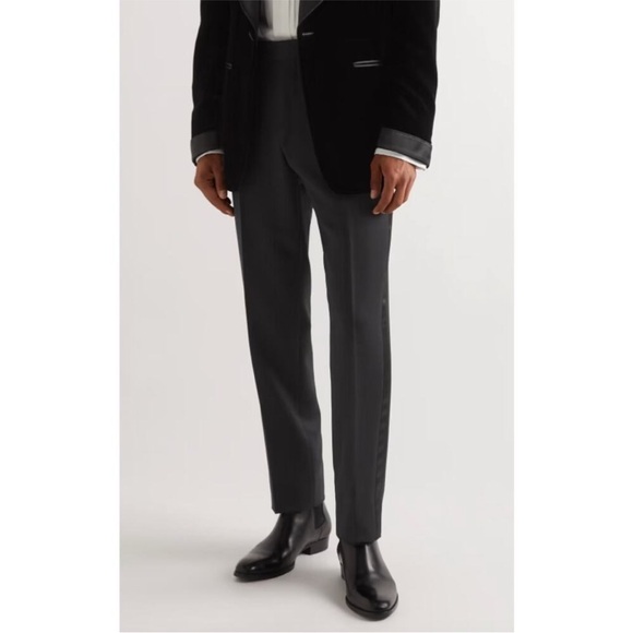 Tom Ford Other - Tom Ford Tuxedo Pants Black Wool Flat Front Formal Sz 34x32